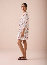 A Model Wearing White Poplin The Forest Pine Organic Cotton Short Dress, curated by Only Ethikal